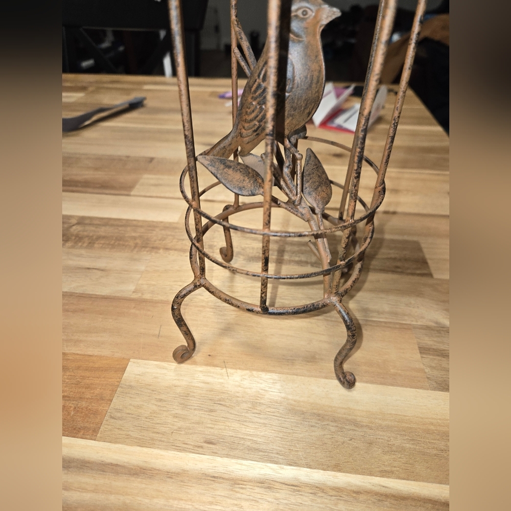 Distressed "Rusted" Birdcage Candle Holder Farmhouse Chic Cottage Core Eclectic - Picture 7 of 8